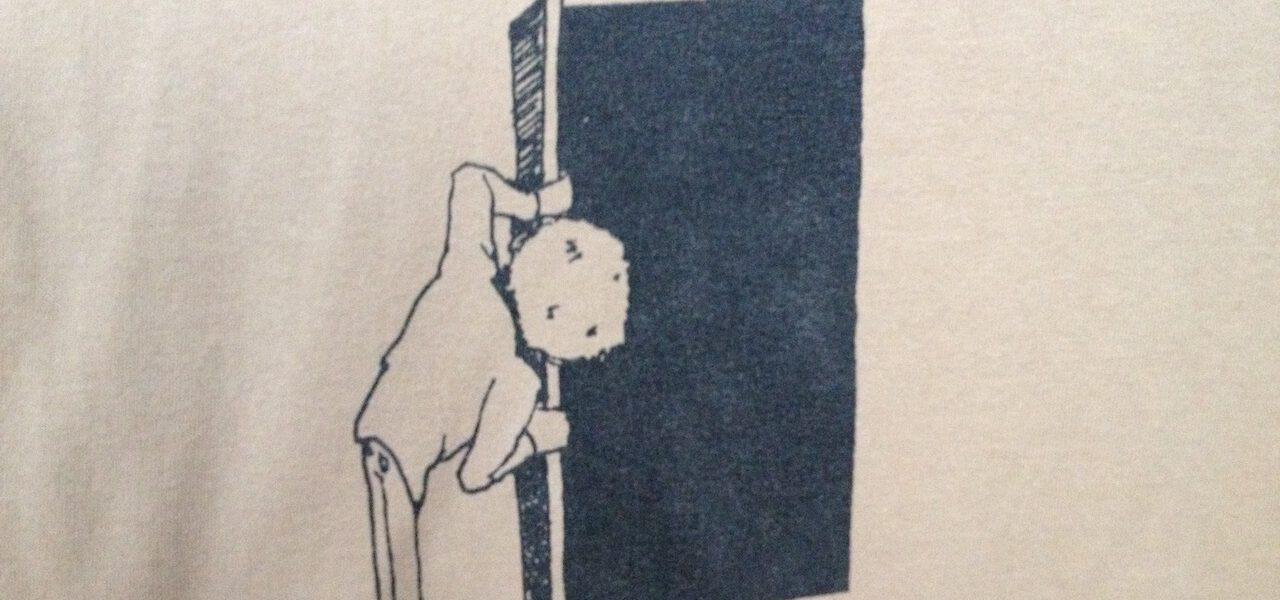 illustration of a cartoon peering into a dark doorway
