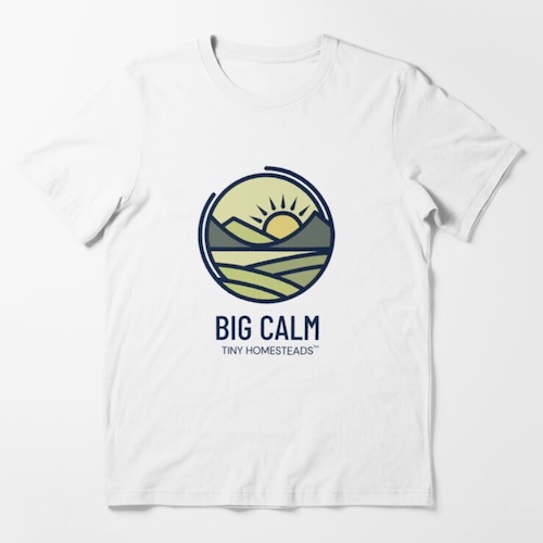 White t-shirt with Big Calm logo
