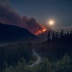 wildfire on a mountainside at night